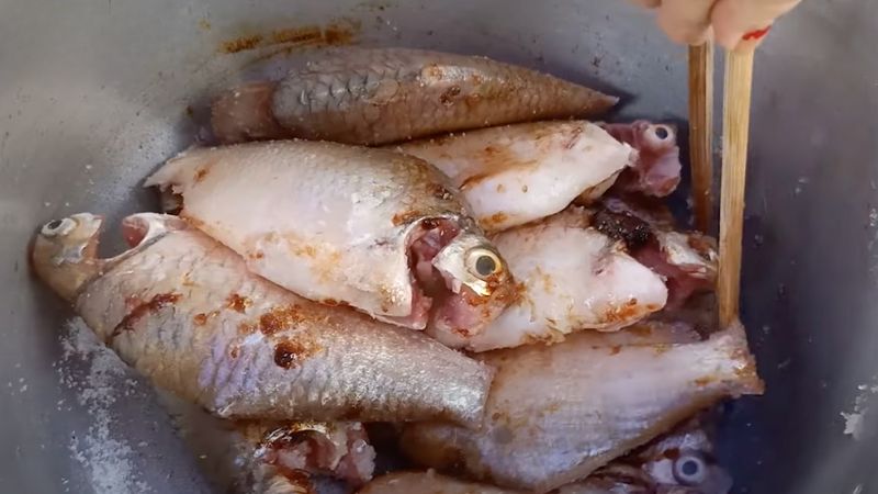 Image of the fish being marinated