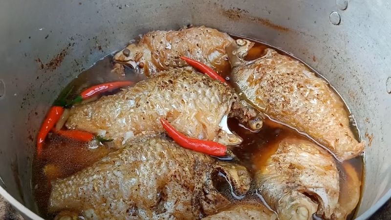 A delicious-looking dish of fish cooked in a coconut sauce