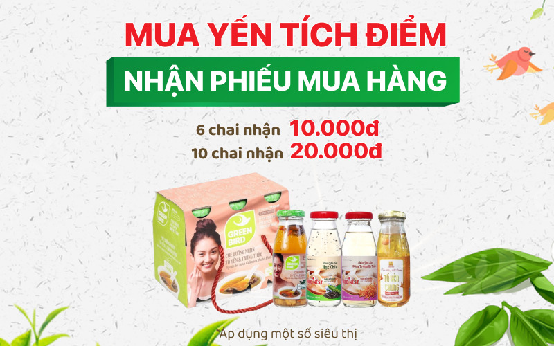 Mua Yến tích điểm, nhận ngay phiếu mua hàng hấp dẫn tại Bách hóa XANH