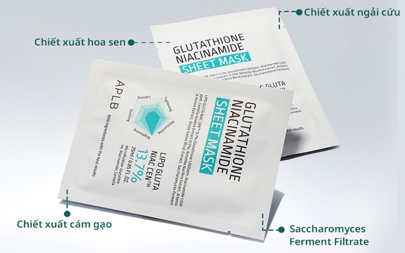 Mặt nạ dưỡng trắng cao cấp APLB Glutathione niacinamide