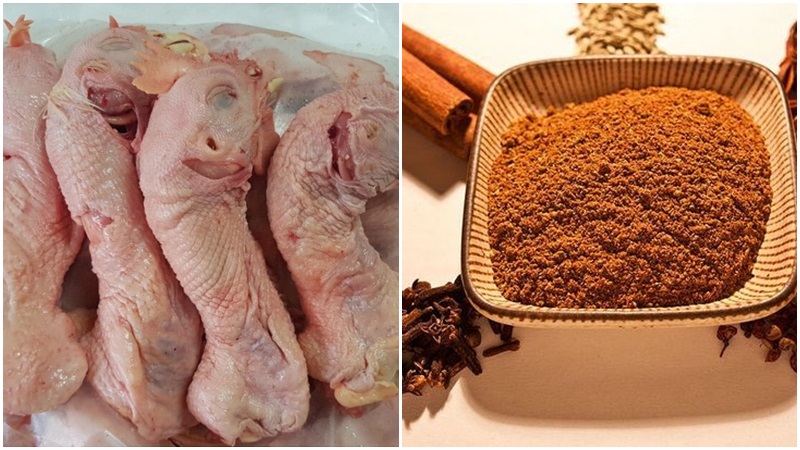 Ingredients for spicy grilled chicken necks and feet