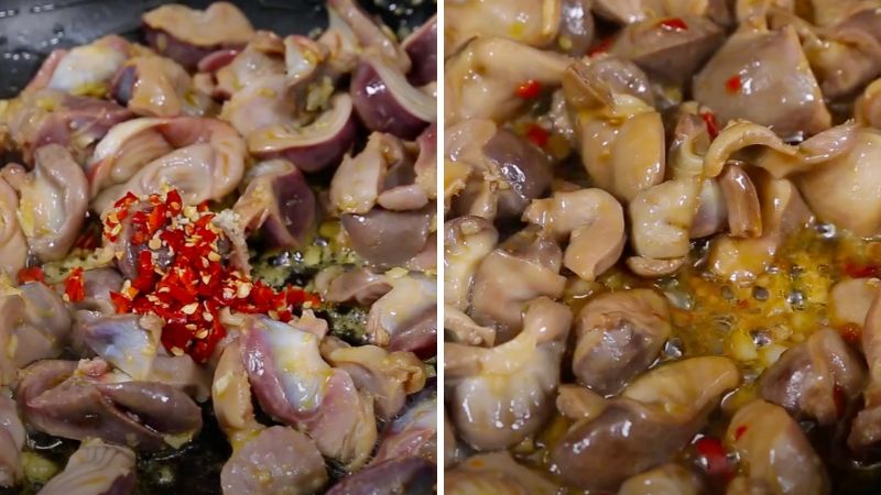 Xào mề gà với bơ tỏi