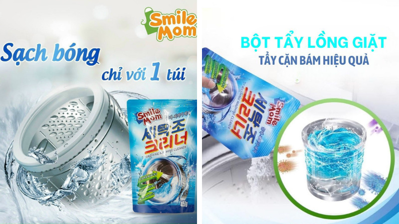 Cách sử dụng bột tẩy lồng máy giặt Smile Mom Cách sử dụng bột tẩy lồng máy giặt Smile Mom