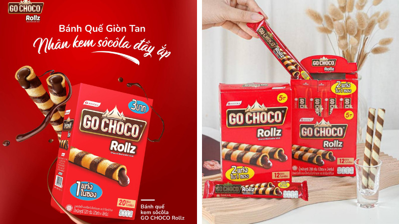 bánh quế Go Choco Rollz với nhân kem socola tan chảy bánh quế Go Choco Rollz với nhân kem socola tan chảy