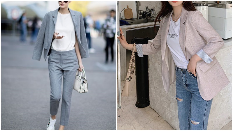 Áo vest lụa và áo thun basic Áo vest lụa và áo thun basic