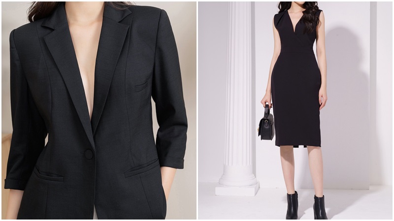 Áo vest lụa và đầm ôm sát Áo vest lụa và đầm ôm sát