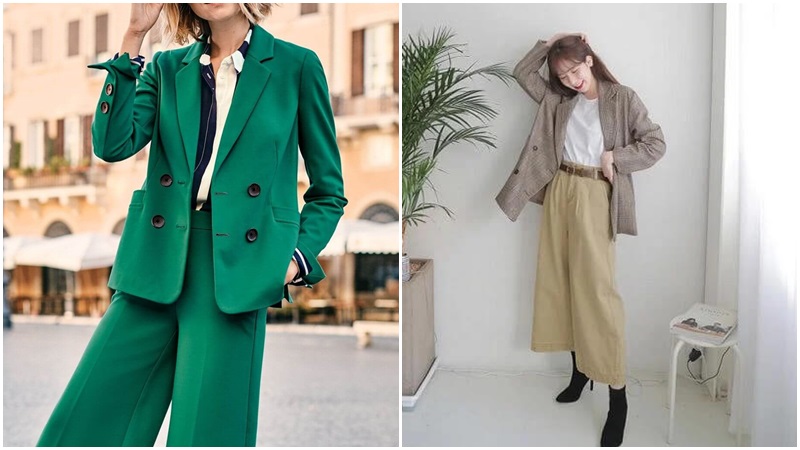 Áo vest lụa và quần culottes Áo vest lụa và quần culottes