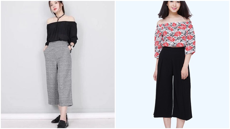 Áo trễ vai mix quần culottes