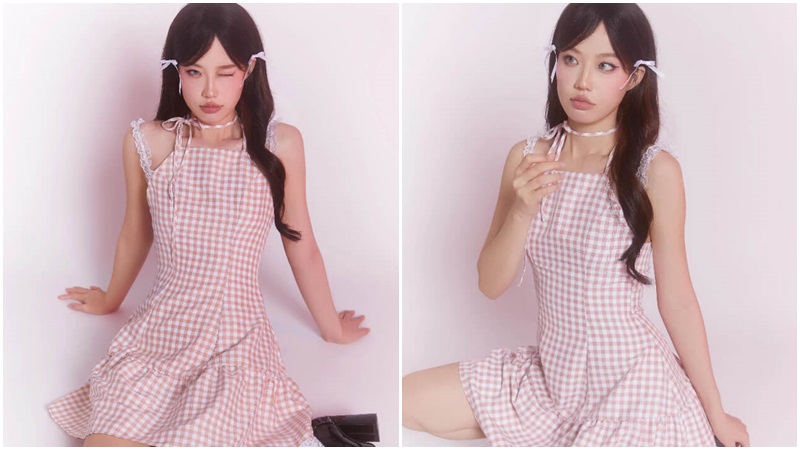 Đầm caro 2 dây cổ yếm Đầm caro 2 dây cổ yếm