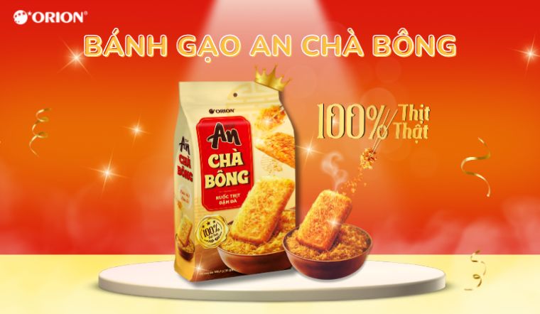 Giây phút thư giãn với bánh gạo nướng An chà bông Orion