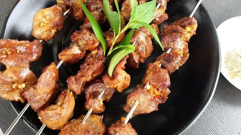 mề gà nướng cam bằng nồi chiên không dầu
