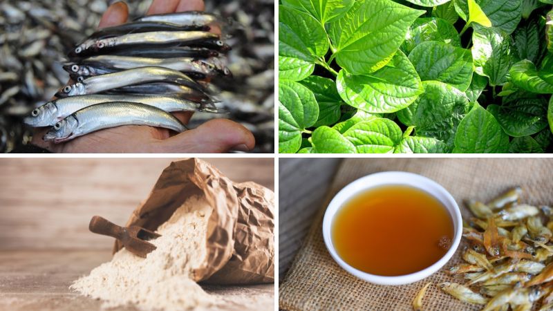 Nguyên liệu làm món cá trứng chiên lá lốt