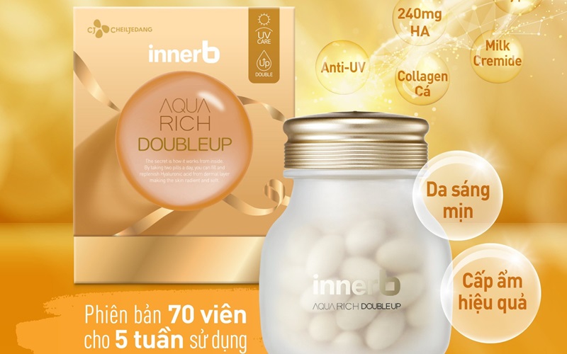 Viên uống cấp nước hyaluronic acid InnerB Aqua Rich Double Up