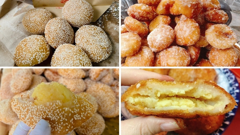 Bánh rán HK có lớp vỏ giòn tan, thơm lừng bao bọc lấy phần nhân đậu xanh mềm mịn