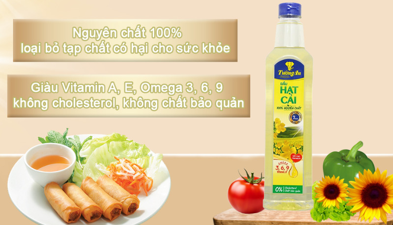 Dầu hạt cải Tường An với thành phần tự nhiên và hàm lượng dinh dưỡng tốt cho sức khỏe