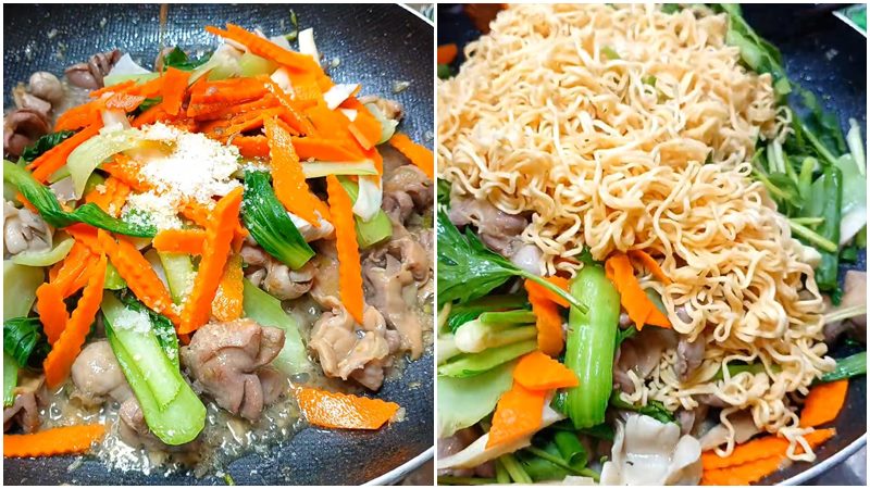 Làm mì xào mề gà