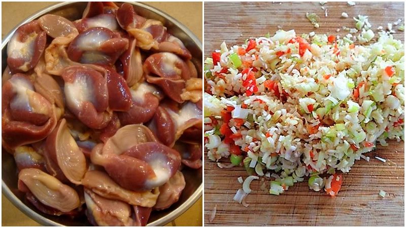 Nguyên liệu làm món mề gà xào sả ớt 