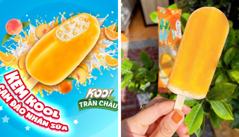 Kem cây Merino Kool cam đào nhân sữa có lớp vỏ cam đào quyện cùng nhân sữa béo ngậy Kem cây Merino Kool cam đào nhân sữa có lớp vỏ cam đào quyện cùng nhân sữa béo ngậy