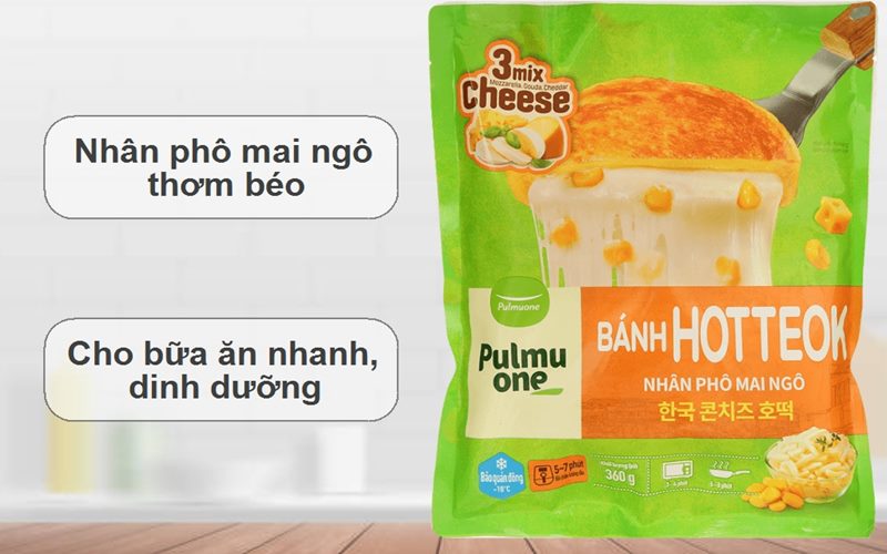 Bánh hotteok nhân phô mai ngô Pulmuone gói 360g