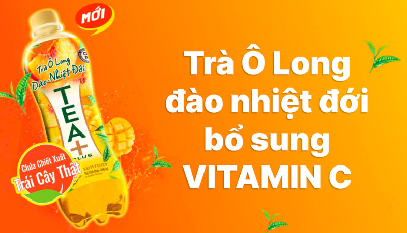 Trà Ô long Tea Plus đào nhiệt đới bổ sung thêm vitamin C nạp năng lượng hiệu quả