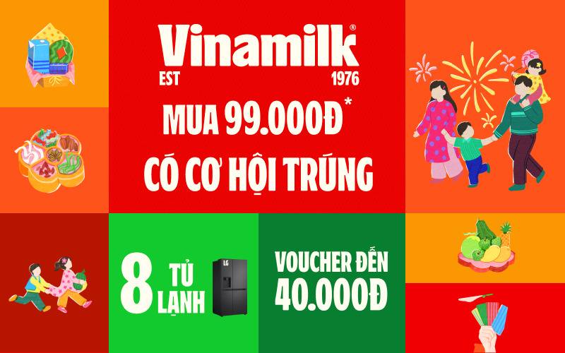 Hoá đơn 99.000đ sản phẩm Vinamilk cơ hội trúng Tủ lạnh LG và voucher