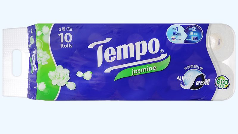 Giấy vệ sinh Tempo hương hoa nhài 3 lớp lốc 10 cuộn Giấy vệ sinh Tempo hương hoa nhài 3 lớp lốc 10 cuộn