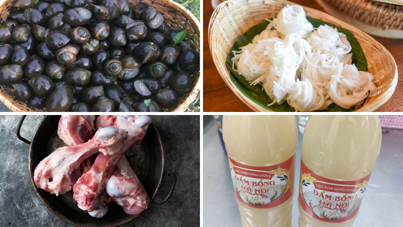 Nguyên liệu làm món bún ốc nguội Nguyên liệu làm món bún ốc nguội