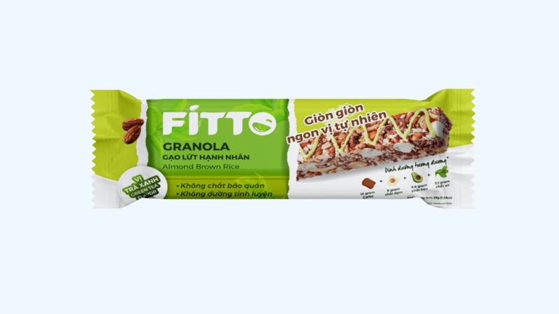 Thanh ăn dinh dưỡng gạo lứt hạnh nhân vị trà xanh Fitto