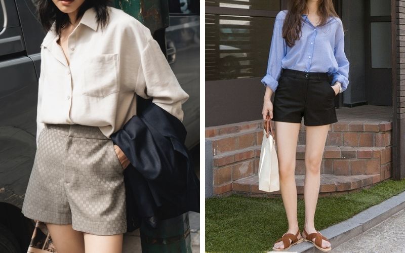 Mix cùng áo sơ mi và quần short
