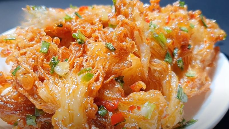 món nấm kim châm chiên giòn sốt nước mắm
