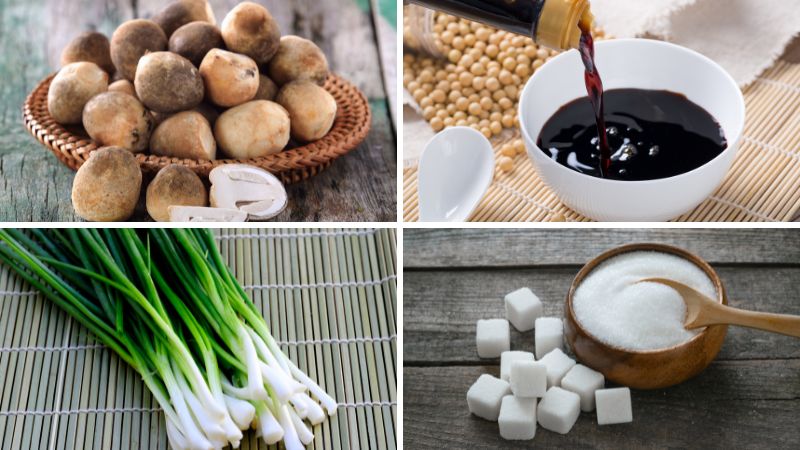 Nguyên liệu làm món nấm rơm kho nước tương