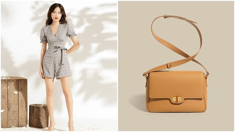Jumpsuit ngắn + Túi đeo chéo nhỏ xinh