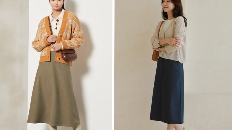 Áo cardigan + Váy + Túi đeo chéo