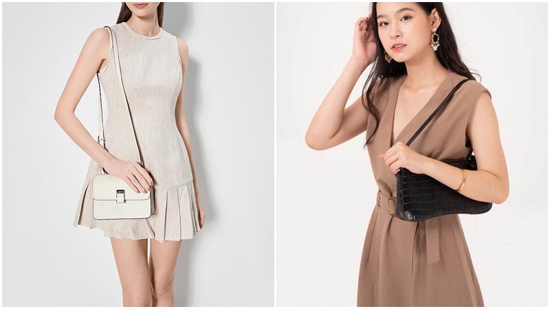 Đầm công sở + Túi đeo chéo hình chữ nhật sang trọng