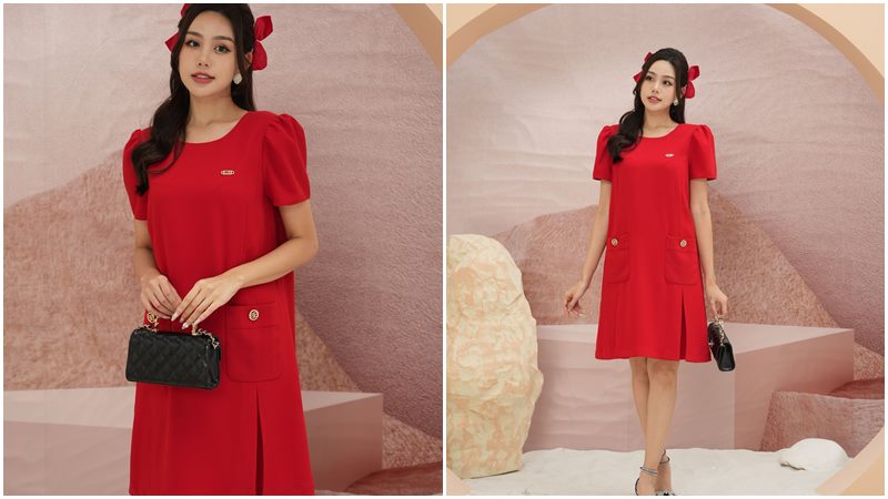 Đầm suông + Túi cốp