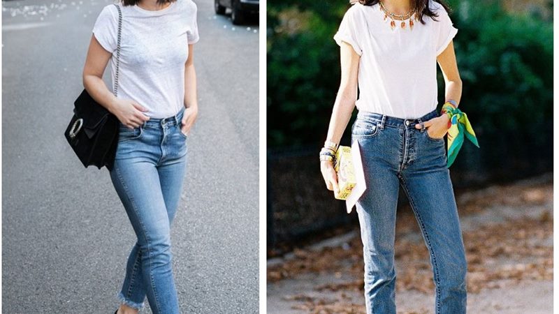 Kết hợp túi da với quần jeans và áo thun Kết hợp túi da với quần jeans và áo thun