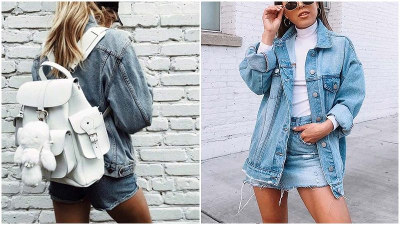 Balo với áo khoác denim