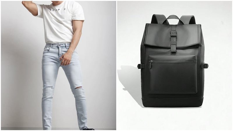 Balo với áo thun và quần jeans