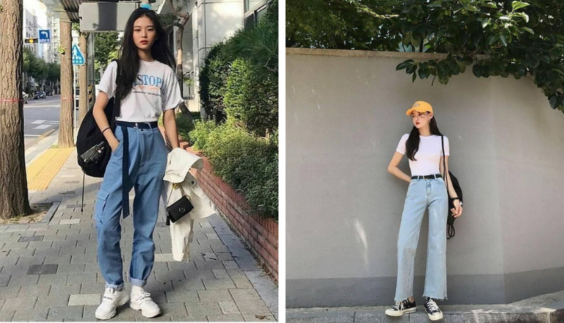 Balo với áo thun và quần jean