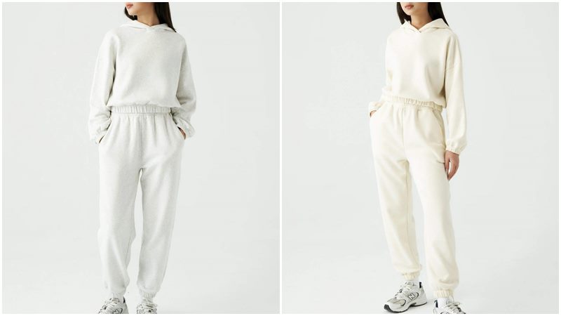 Áo hoodie + Quần suông trắng