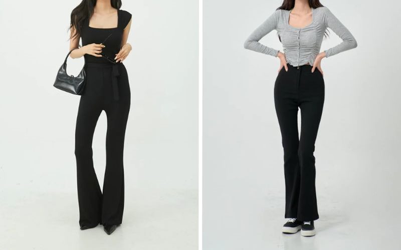 Áo thun ôm body + Quần ống loe