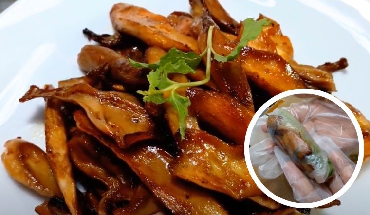 Cách làm nấm nướng cuộn bánh tráng ngon miệng