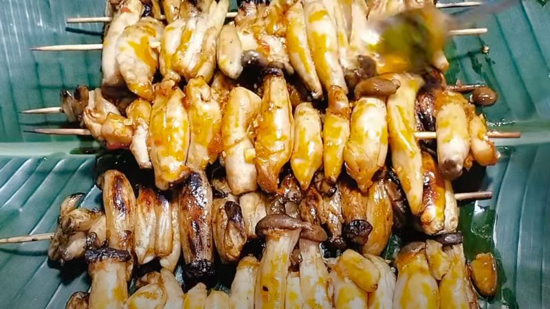 nấm đùi gà nướng xiên que
