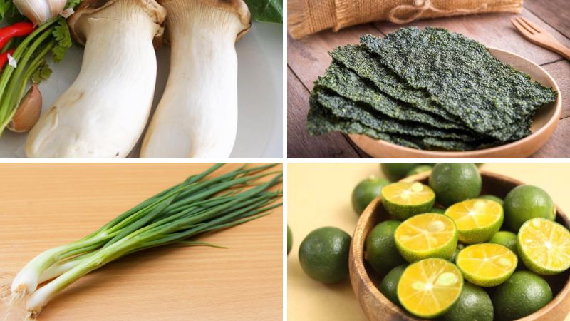 Nguyên liệu làm món nấm đùi gà nướng mỡ hành Nguyên liệu làm món nấm đùi gà nướng mỡ hành