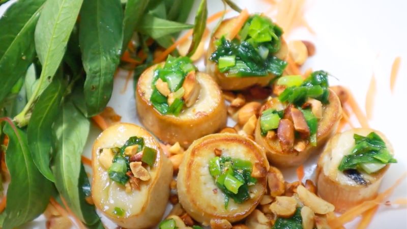 Thành phẩm nấm đùi gà nướng mỡ hành Thành phẩm nấm đùi gà nướng mỡ hành