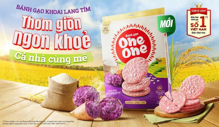 One One cho ra mắt sản phẩm mới: Bánh gạo khoai lang tím thơm ngon