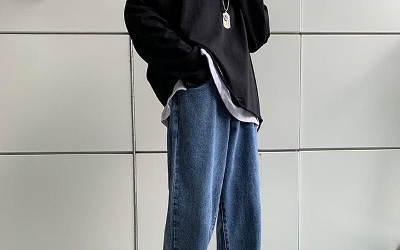 Áo khoác nỉ + Quần denim baggy