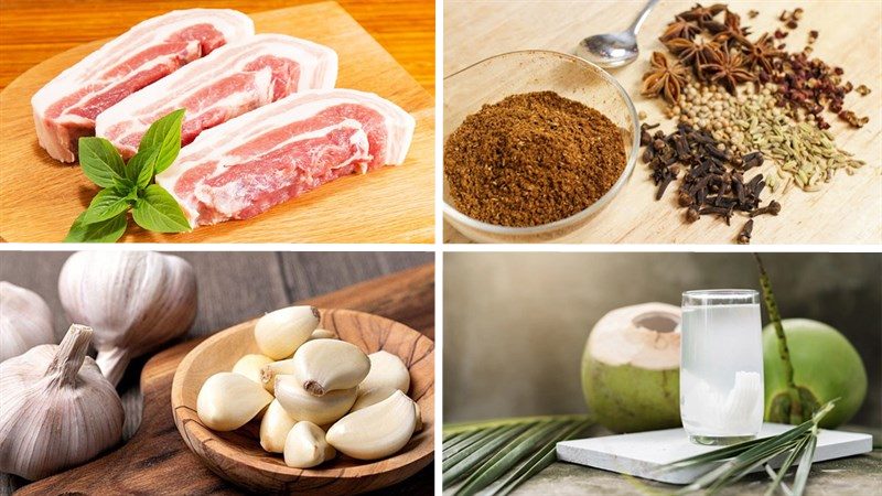 Nguyên liệu làm món thịt khìa ngũ vị