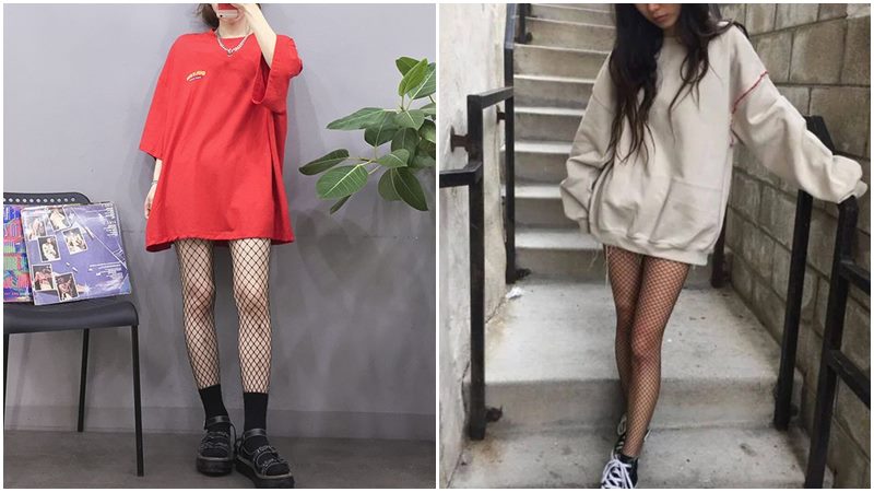 Diện mốt giấu quần với áo phông oversize