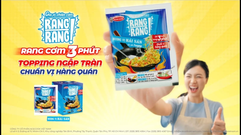 Gia vị chiên cơm Rang Rang giúp bạn chế biến món cơm chiên ngon lành chỉ với 3 bước đơn giản trong 3 phút